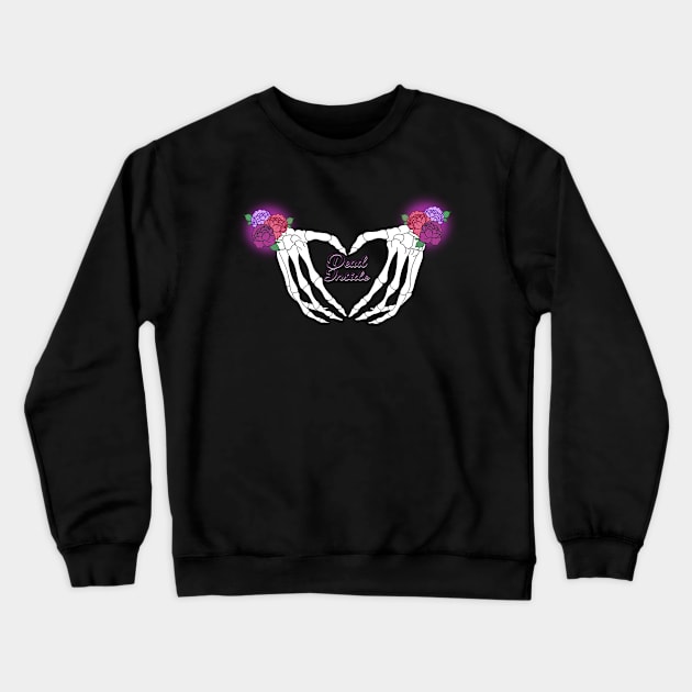 Dead Inside Skeleton Hand Hearts - Pastel Goth - Mightbelucifer Crewneck Sweatshirt by mightbelucifer